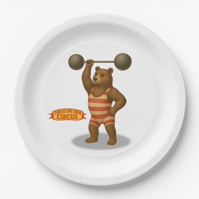 Brandon, circus strong-bear paper plates (Front)