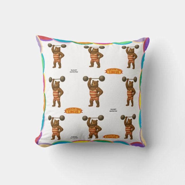 Brandon, circus strong bear throw pillow (Front)