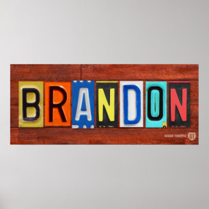 BRANDON License Plate Letter Name Sign Poster