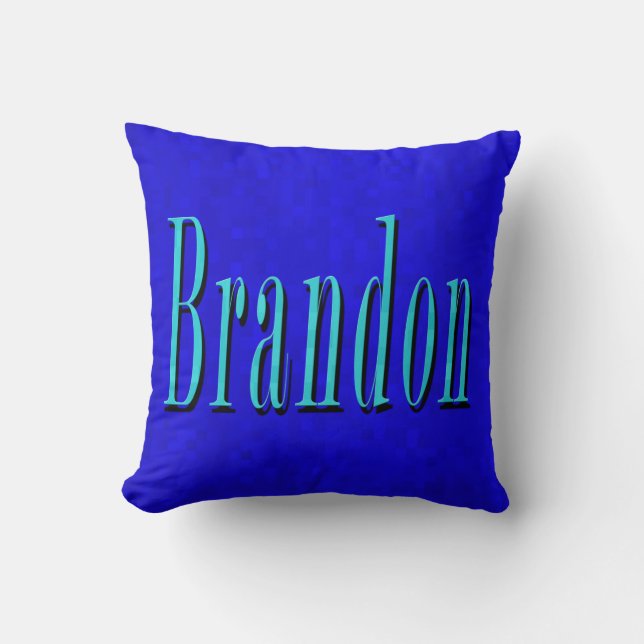 Brandon Name Blue Logo, On Blue Mosaic Throw Pillow (Front)