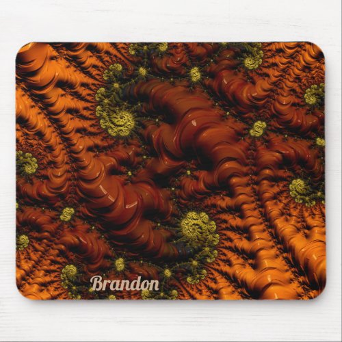 BRANDON  Personalized Fractal  Earthy Worms  Mouse Pad