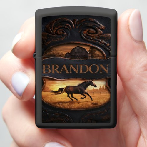 Brandon Ranch Horse at Sunset Zippo Lighter
