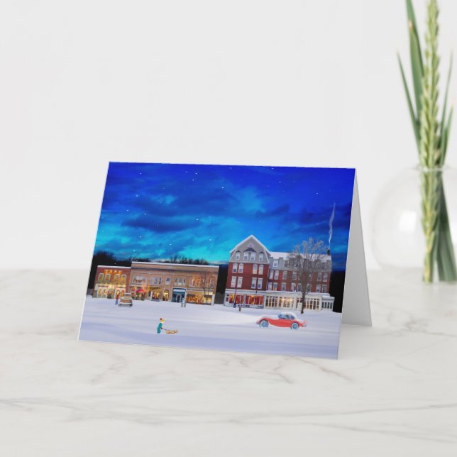 Brandon Vermont on a winter night Holiday Card (Front)