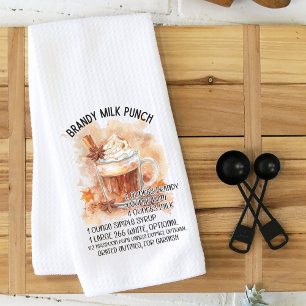 Brandy Milk Punch Cocktail Recipe Watercolor Kitchen Towel
