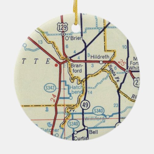 Branford FL Vintage Map Ceramic Ornament