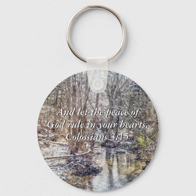 Branson Fall Creek Winter Snow Painterly Key Chain (Front)