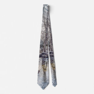 Branson Fall Creek Winter Snow Painterly Neck Tie