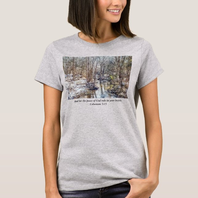 Branson Fall Creek Winter Snow Painterly T-Shirt (Front)