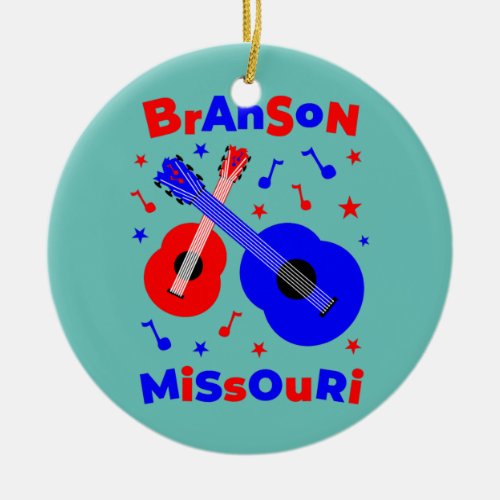 Branson Missouri Family Vacation Guitar  Ceramic Ornament
