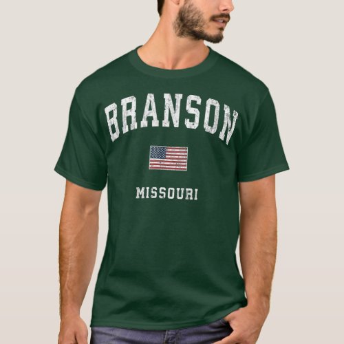 Branson Missouri MO Vintage American Flag Sports T_Shirt