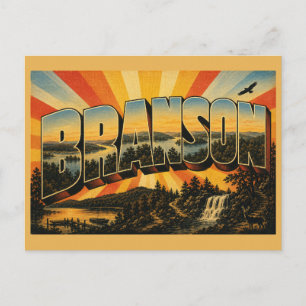 Branson Missouri Ozark Lake Waterfall Forest Art Postcard