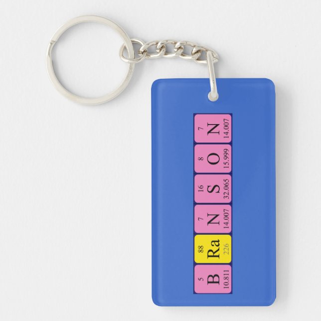 Branson periodic table name keyring (Front)