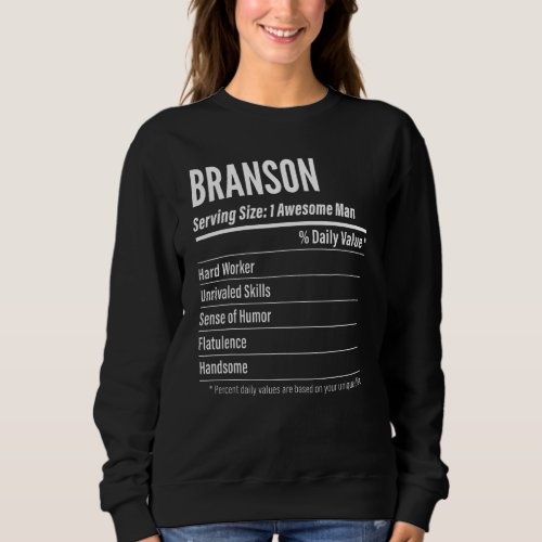 Branson Serving Size Nutrition Label Calories Sweatshirt
