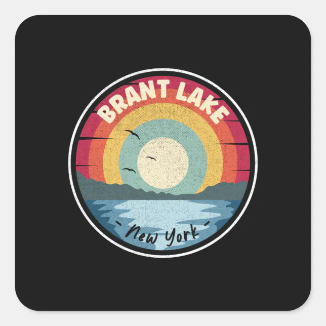 Brant Lake Sticker Brant Lake New York Colorful Scene Square Sticker | Zazzle