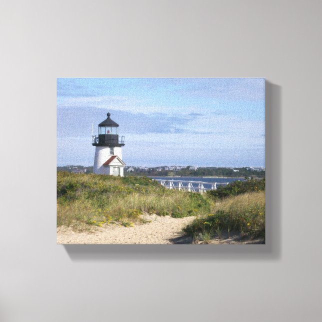 Brant Point Lighthouse Nantucket Cottage Canvas Print (Front)