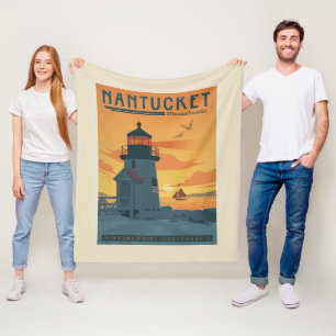 Brant Point Lighthouse   Nantucket MA Fleece Blanket
