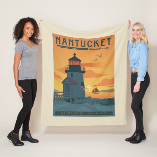 Brant Point Lighthouse  Nantucket MA Fleece Blanket