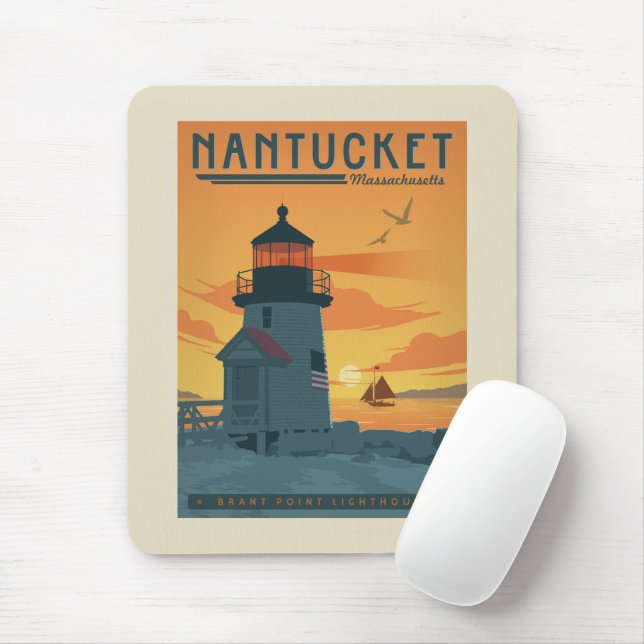 Brant Point Lighthouse | Nantucket MA Mouse Pad (With Mouse)