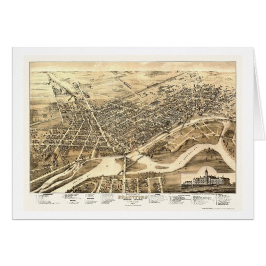Brantford, ON, Canada Panoramic Map - 1875 Cards (Front Horizontal)