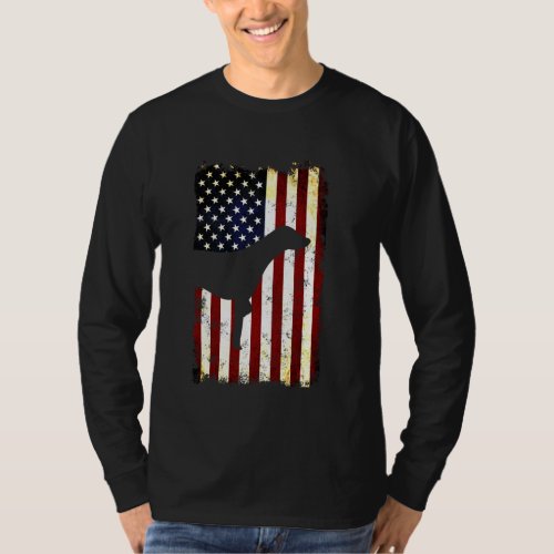 Braque Du Bourbonnais Silhouette American Flag T_Shirt