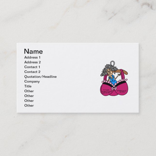 Bras and Wrinkles Humor Business Card (Front)