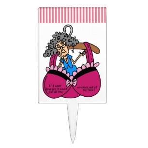 Bras and Wrinkles Humor Cake Topper