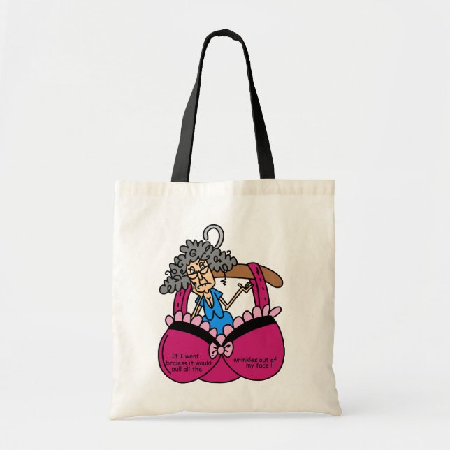 Bras and Wrinkles Humor Tote Bag (Front)