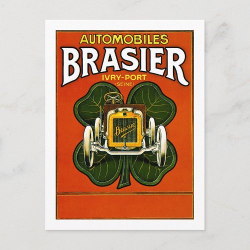 Brasier Automobiles Vintage French Advertising Postcard