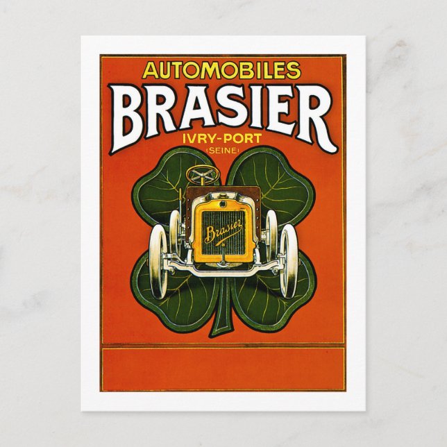Brasier Automobiles Vintage French Advertising Postcard (Front)