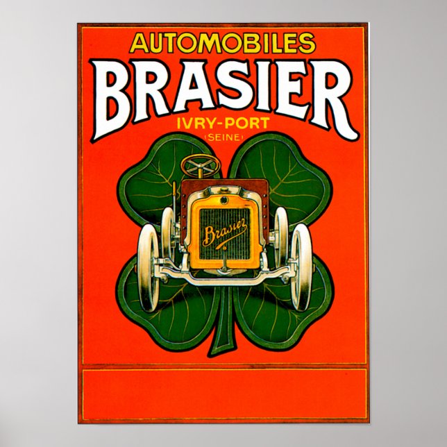 Brasier Motor Car ~ Vintage Automobile Ad Poster (Front)