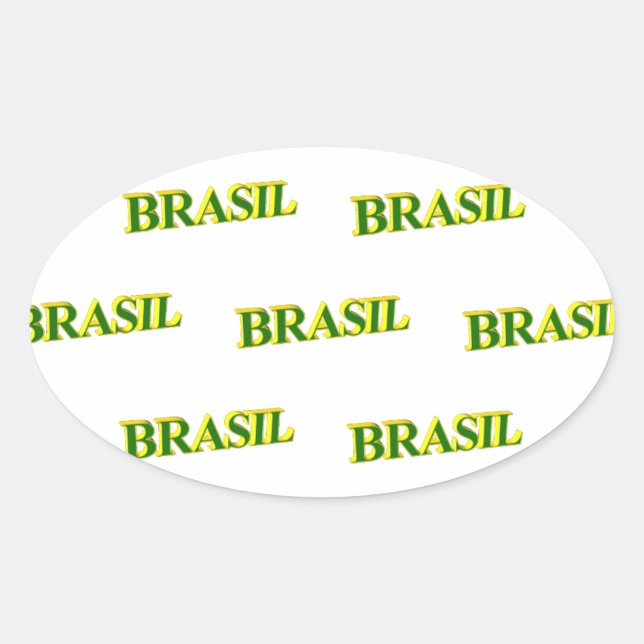 Brasil 3D Oval Sticker (Front)