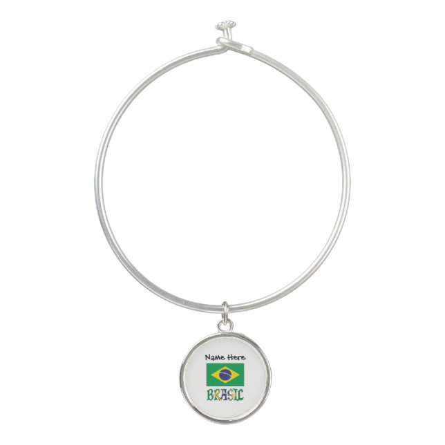 Brasil Bandera Brasil Personalized Name Bangle Bracelet (Front)