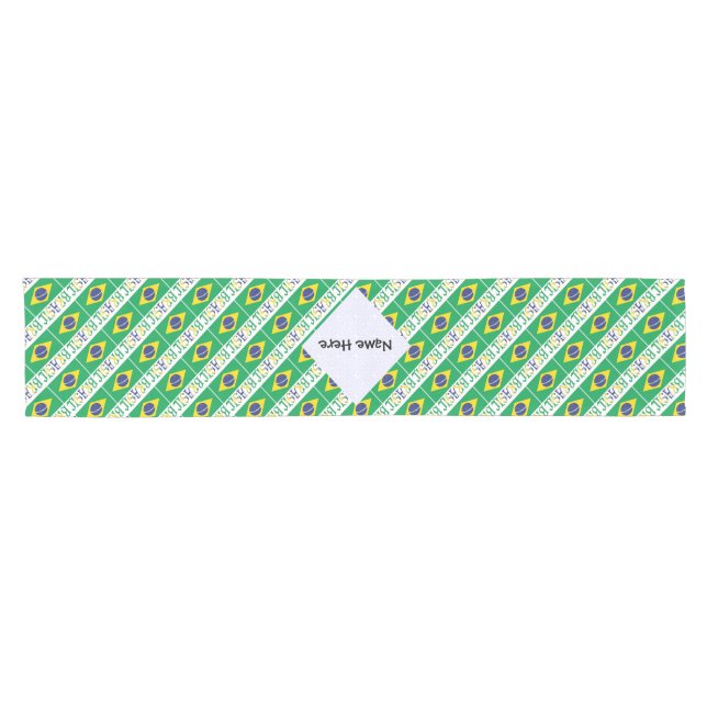 Brasil Bandiera Brasil Tiled Personalized Name  Short Table Runner (Horizontal)