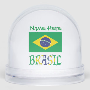 Brasil Bandiera Brazil Green Personalized Snow Globe