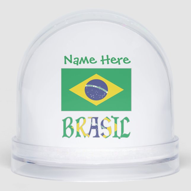 Brasil Bandiera Brazil Green Personalized  Snow Globe (Front)