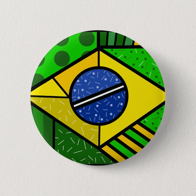 Brasil Brazil brazilian flag Pinback Button (Front)