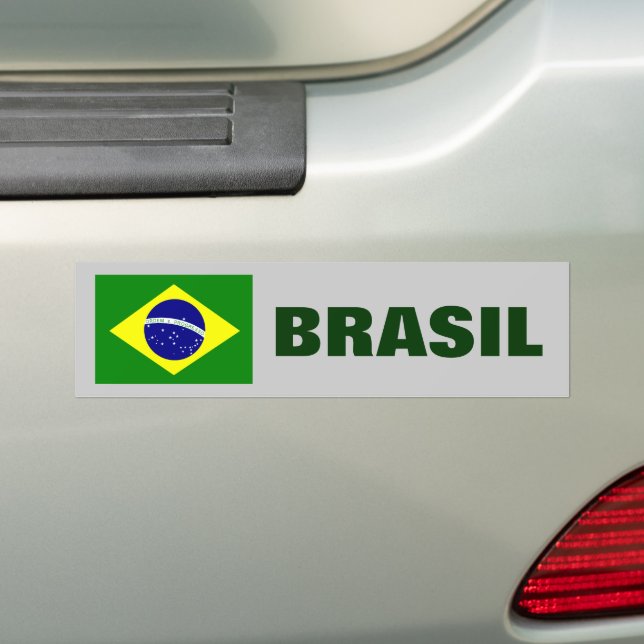 BRASIL - BRAZIL FLAG BUMPER STICKER (On Car)