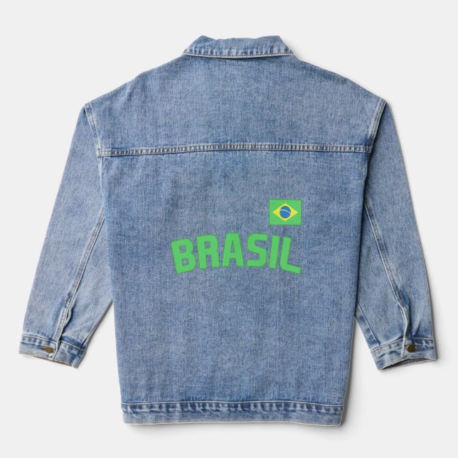 Brasil Brazilian Pride Brazil Flag International C Denim Jacket (Back)