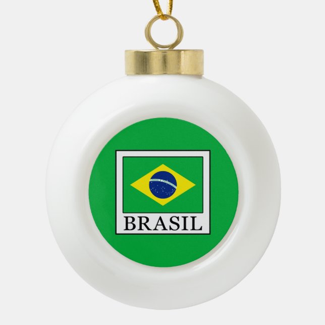 Brasil Ceramic Ball Christmas Ornament (Front)