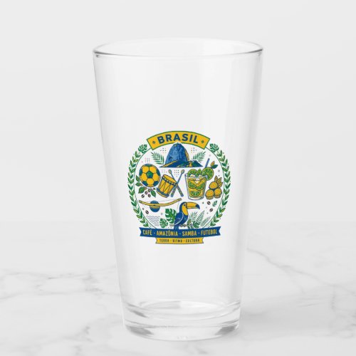 Brasil Culture Badge Cafe Samba Futebol Amazonia Glass