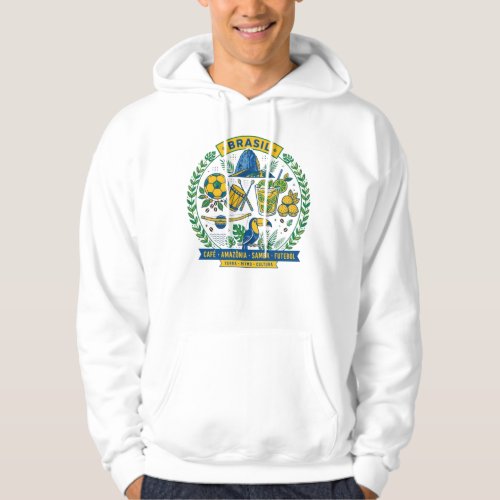 Brasil Culture Badge Cafe Samba Futebol Amazonia Hoodie