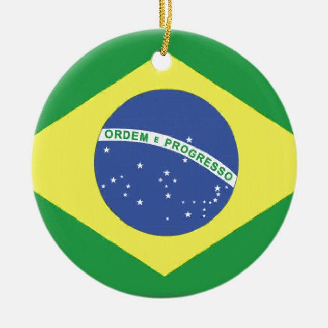 Brasil Flag Ceramic Ornament (Front)
