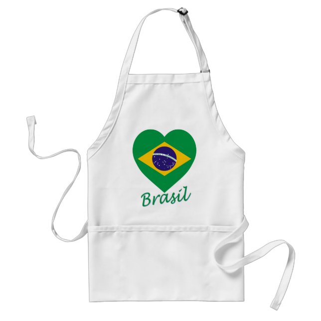 Brasil Flag Heart Adult Apron (Front)
