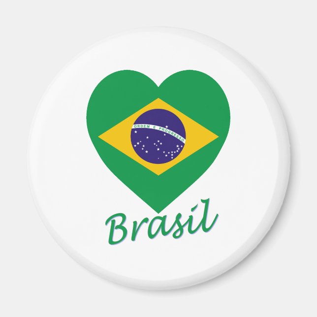 Brasil Flag Heart Magnet (Front)