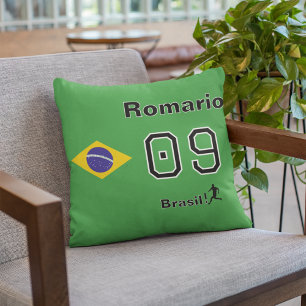 Brasil Flag Personalized Soccer Fan Home Decor Throw Pillow