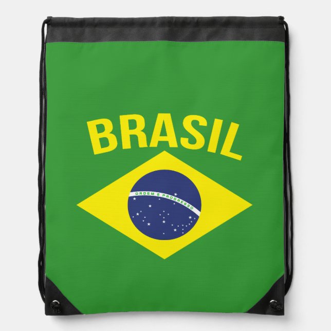 Brasil flag style drawstring bag (Front)