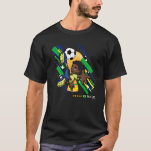 Brasil Football Soccer Kids Playing Soccer Goal Da T-Shirt