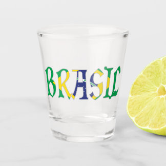 Brasil in Flag Colors Shot Glass