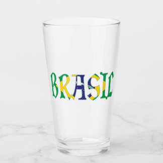 Brasil in Portuguese in Flag Colors Glass