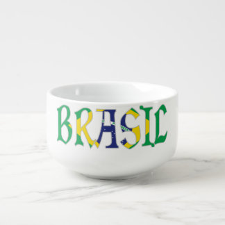 Brasil in Portuguese in Flag Colors Soup Mug